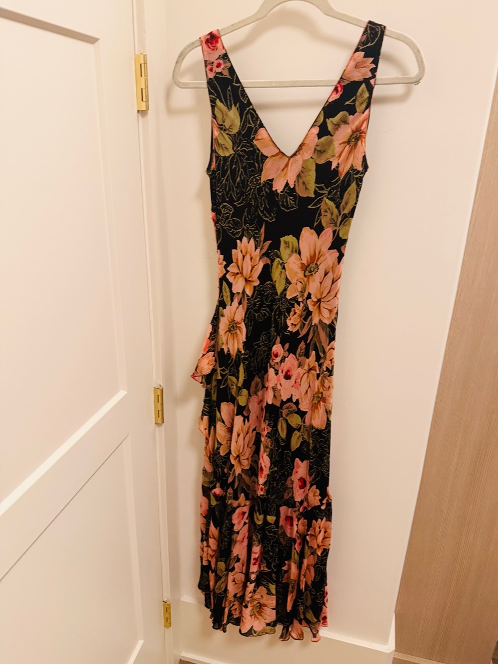 Vtg Eva Blue beaded floral maxi.  Romantic fairycore occasion wedding guest